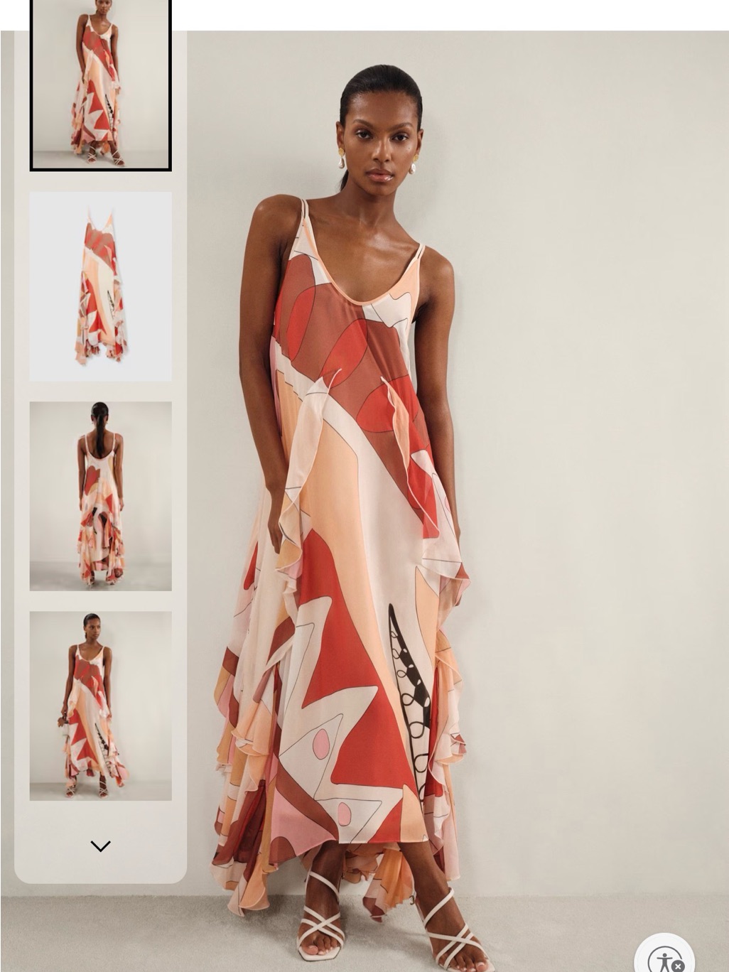 Reiss Multicolor Abstract-Print Maxi Slip Dress In Coral And Blush